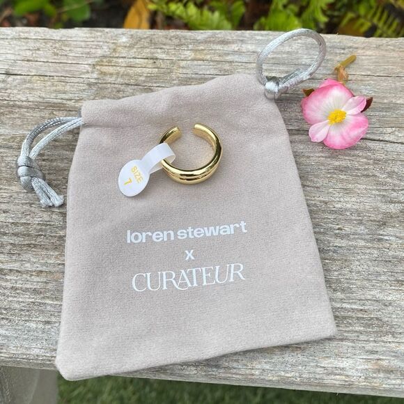NWT Loren Stewart X Curateur Women’s 14k Gold Plated Deux Open Band Ring. Size 7 - Picture 7 of 7